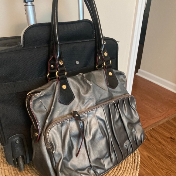 Silver grey canvas dbl handle satchel MZ WALLACE - Picture 2 of 4